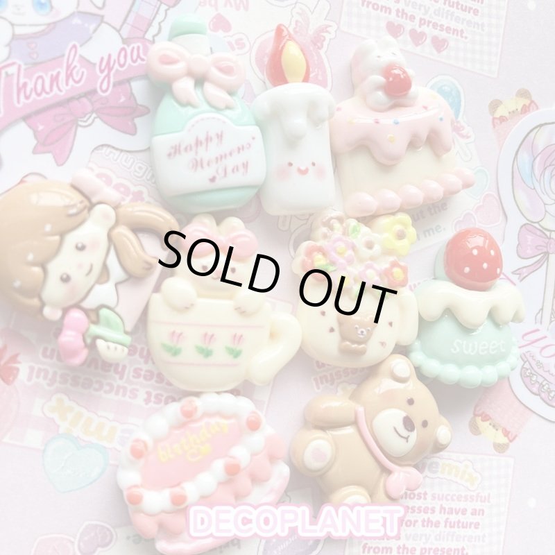 画像2: レトロ　ケーキ　くま　女の子　蝋燭　など (2)