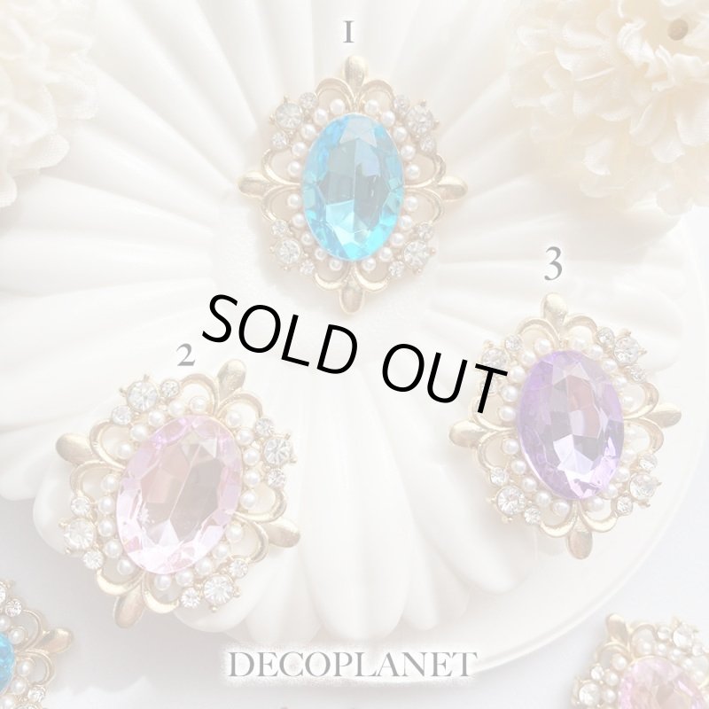 画像2: カボション 合金 エレガントフレーム 丸ビジュー(2個入り) (2)