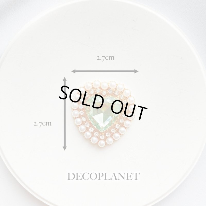 画像6: カボション　合金　パールとビジューの２連ハート（2個入り） (6)