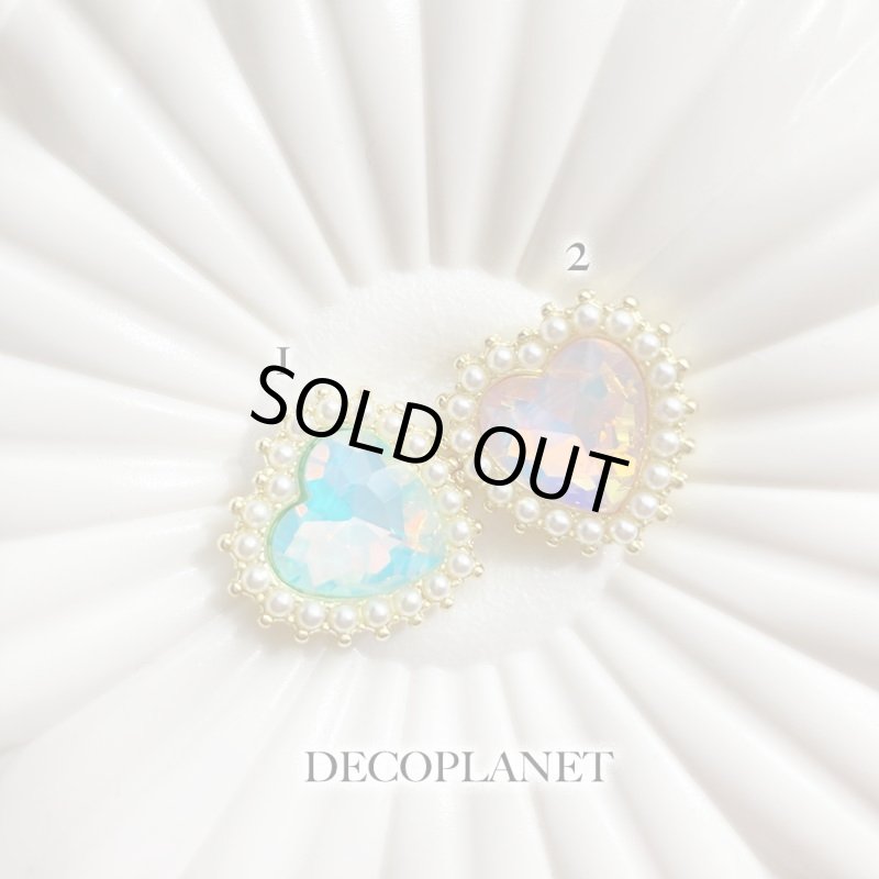 画像2: カボション　合金　ミルキー　ハートビジュー（2個入り） (2)