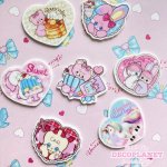 画像1: 白プラ板 ４枚セット　　ホットケーキ　ピンクうさぎ　ねんね　ゼリー　ユニコーン　アイスくま　おんぷう (1)