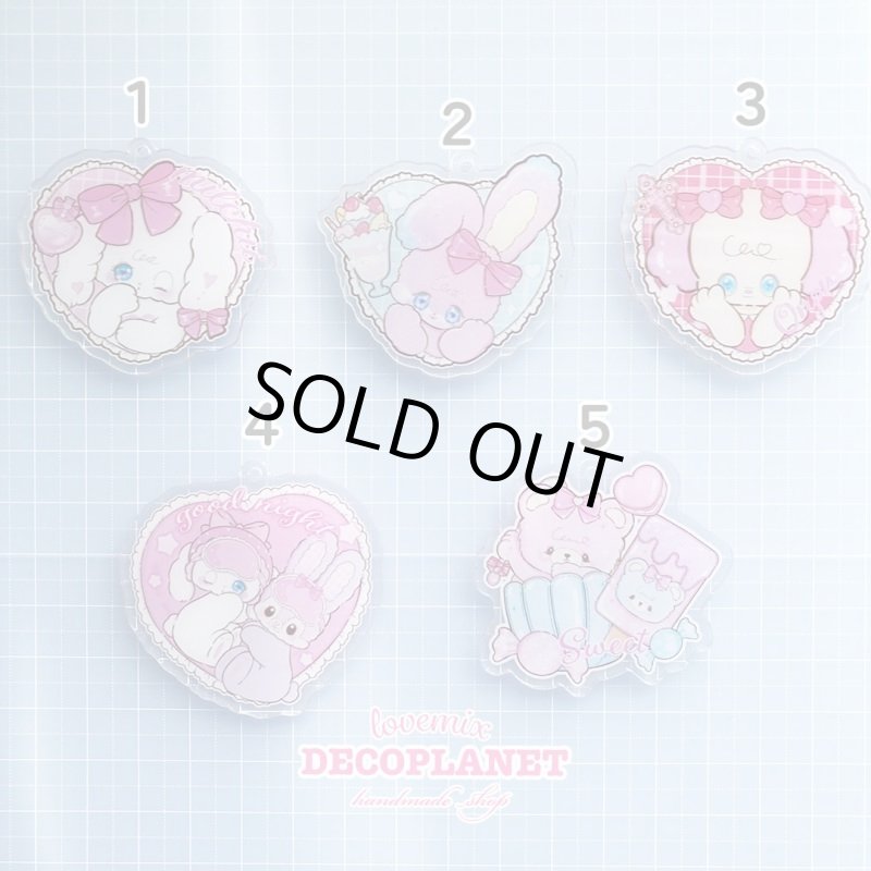 画像2: クリアプラ板 　みるちい　ピンクうさぎ　おんぷう　ハート　くまアイス　おやすみ　ハート　 (2)