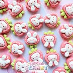 画像1: いちごの着ぐるみをきた　白うさぎちゃん (1)