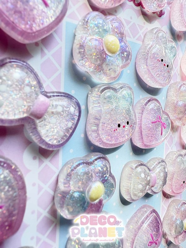 画像2: キラキラグラデ加工 うさぎ 花 リボン ハート (2)