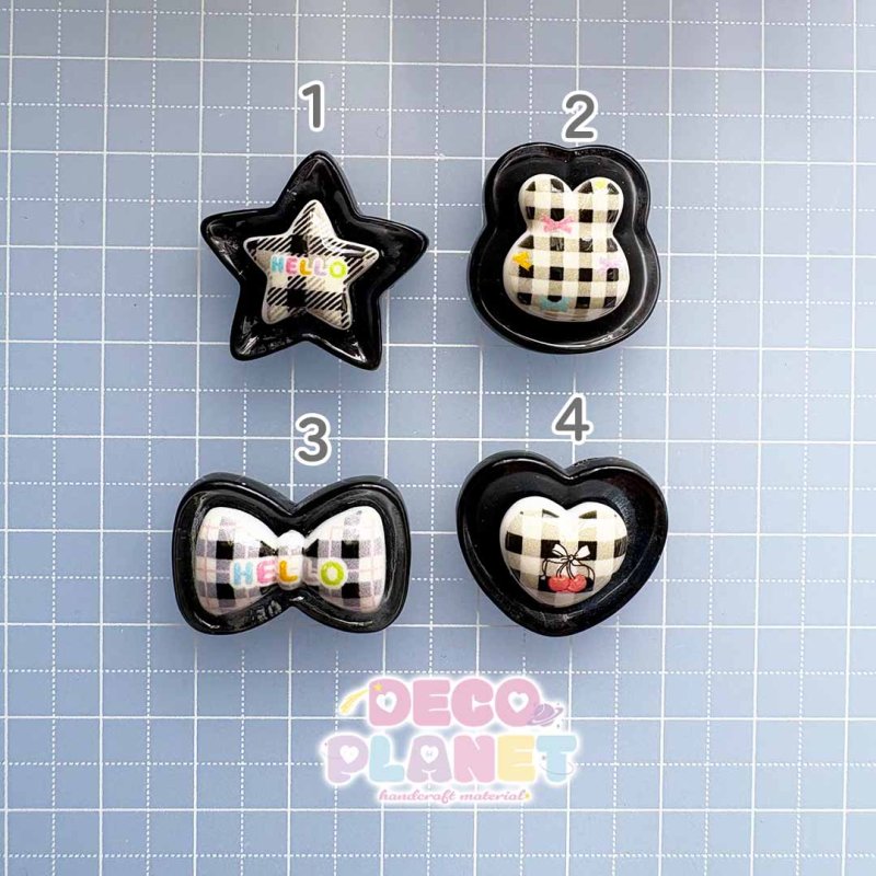 画像2: ブラックチェック　ハート　リボン　ウサギ　星 (2)