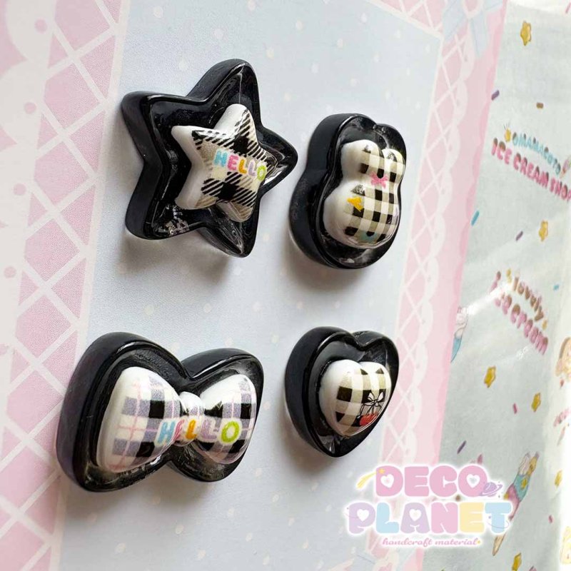 画像3: ブラックチェック　ハート　リボン　ウサギ　星 (3)