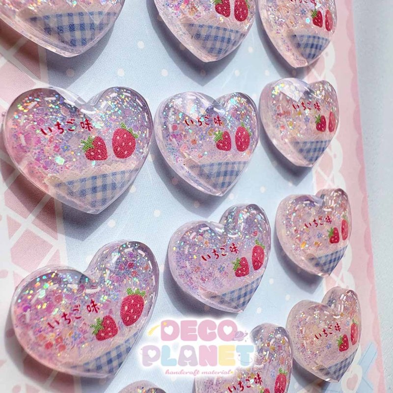 画像2: いちご味 ダイカット ハート キラキラ (2)
