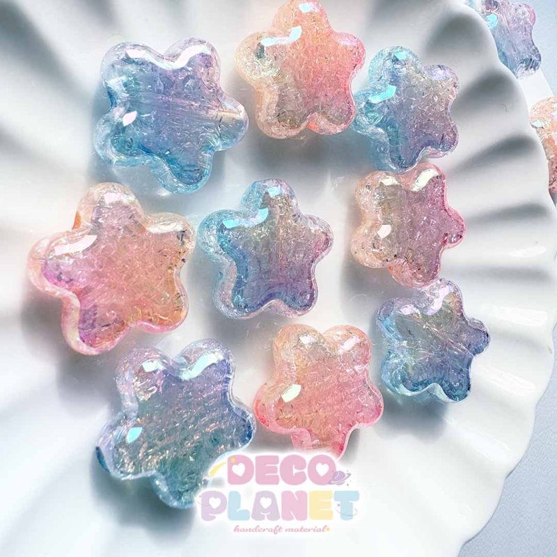 画像2: クラッシュ星形 ビーズ クラデーションオーロラ加工 2個セット   (2)