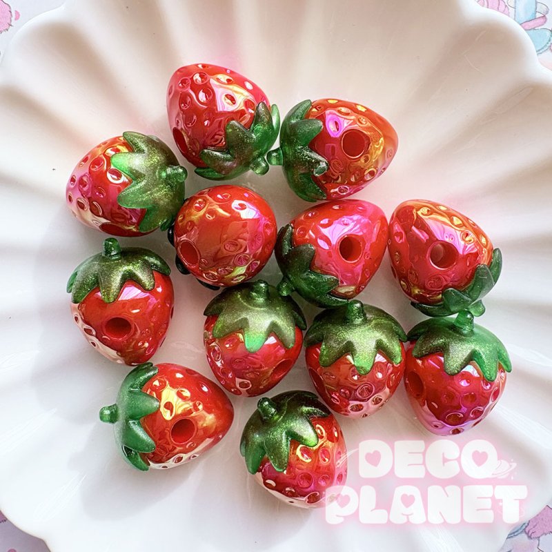 画像3: ビーズ　オーロラ加工　いちご (3)