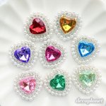 画像2: カボション　合金　パールとビジューの２連ハート（2個入り） (2)