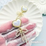 画像1: カボションゆらゆらかわいい　パールとリボン　合金　パールとリボン（2個入り） (1)