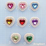 画像3: カボション　合金　パールとビジューの２連ハート（2個入り） (3)