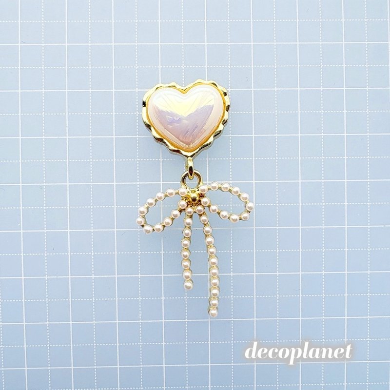 画像3: カボションゆらゆらかわいい　パールとリボン　合金　パールとリボン（2個入り） (3)