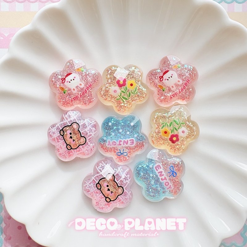 画像2: キラキラ　お花型　くま　うさぎ　エンジョイ　お花 (2)