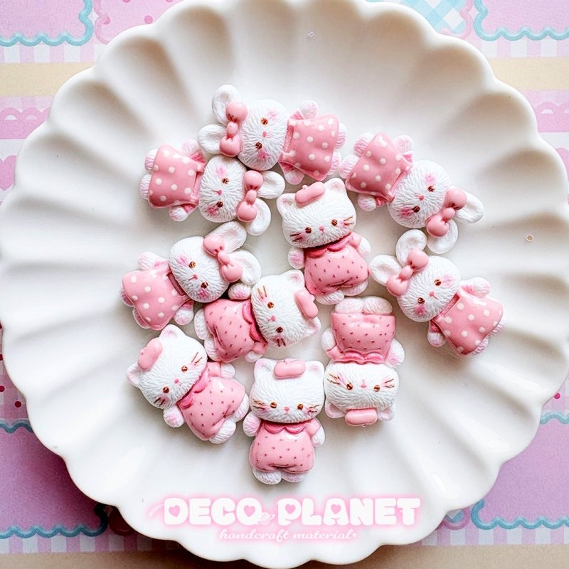 画像1: ピンクの水玉　うさぎちゃん　猫ちゃん (1)