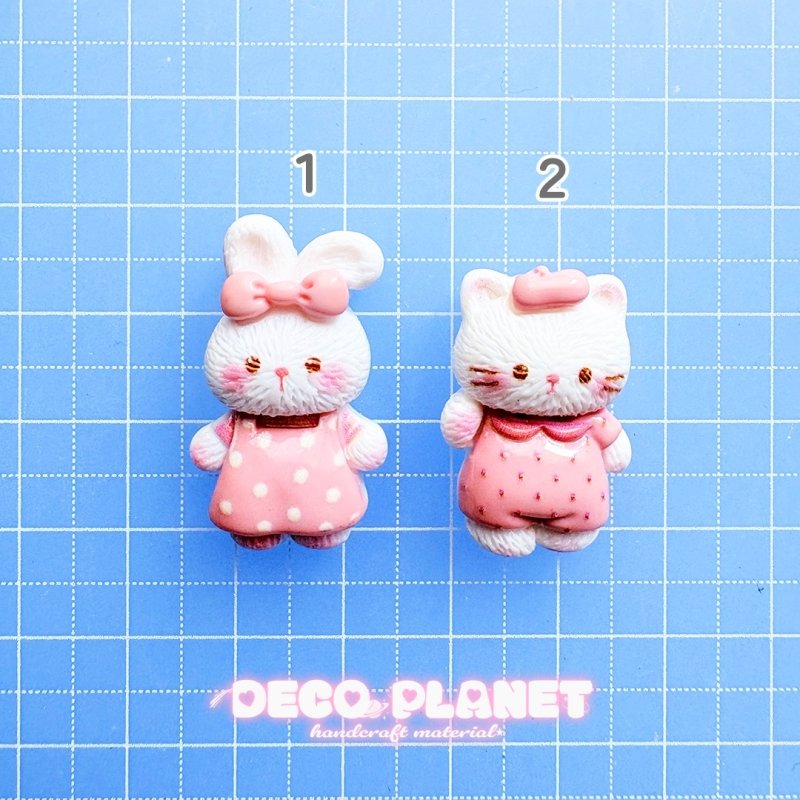 画像3: ピンクの水玉　うさぎちゃん　猫ちゃん (3)